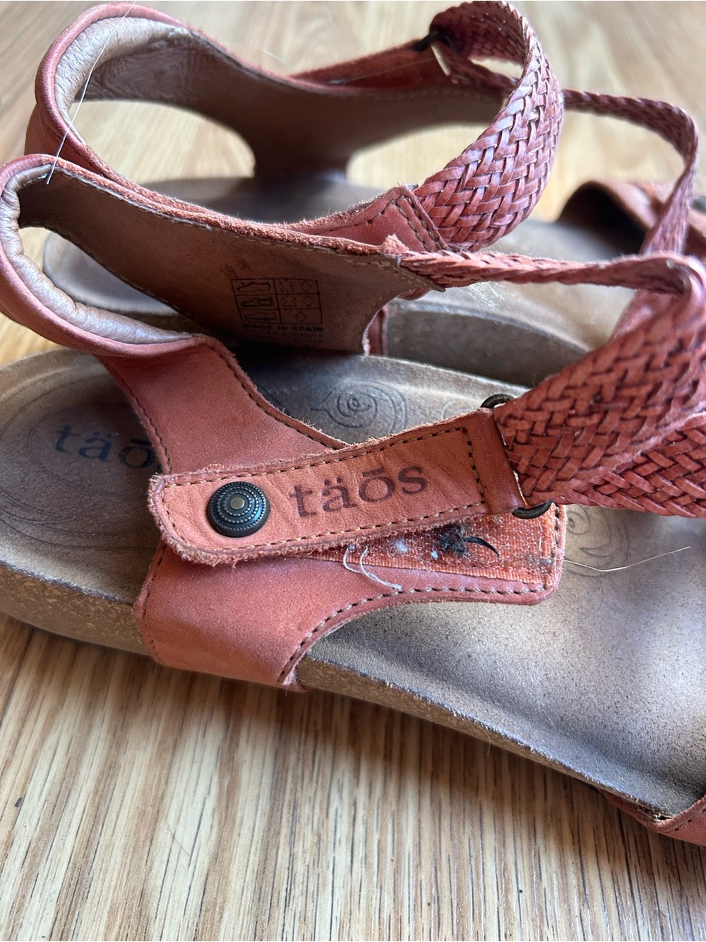 Taos Braided Coral Leather Sandals - Picture 2 of 6